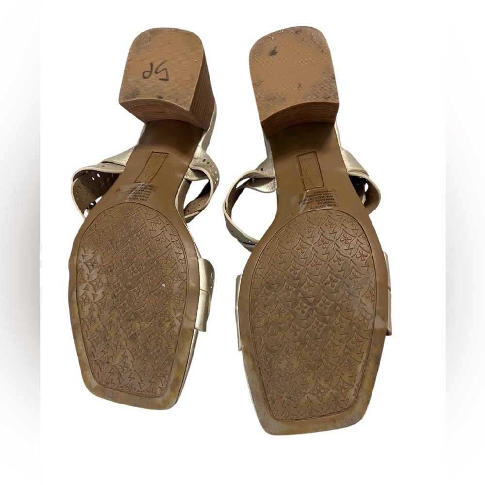 JOIE women’s society gold frost perforated straps bloc heel sandal size 8.5 EUC - Picture 8 of 9